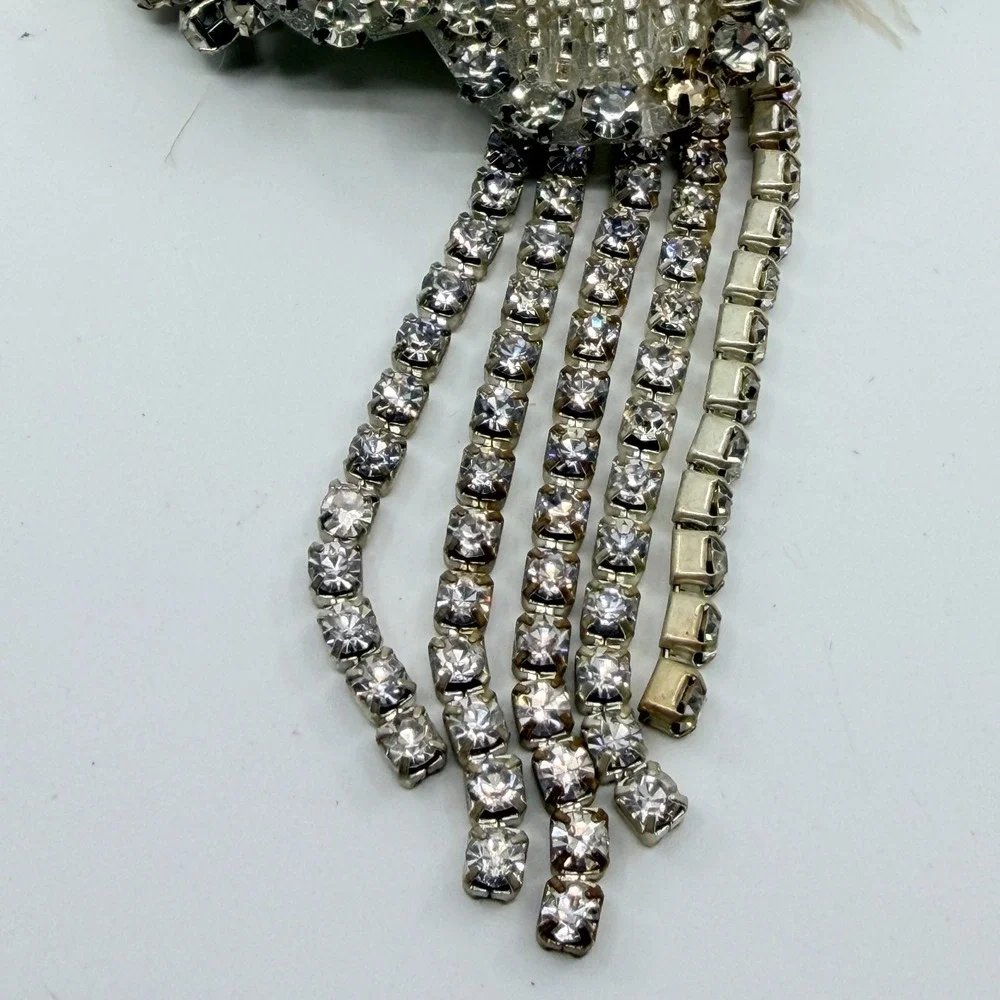 Y2K Gatsby Flapper Feather Headpiece Rhinestone Bridal Statement Headband 1920s